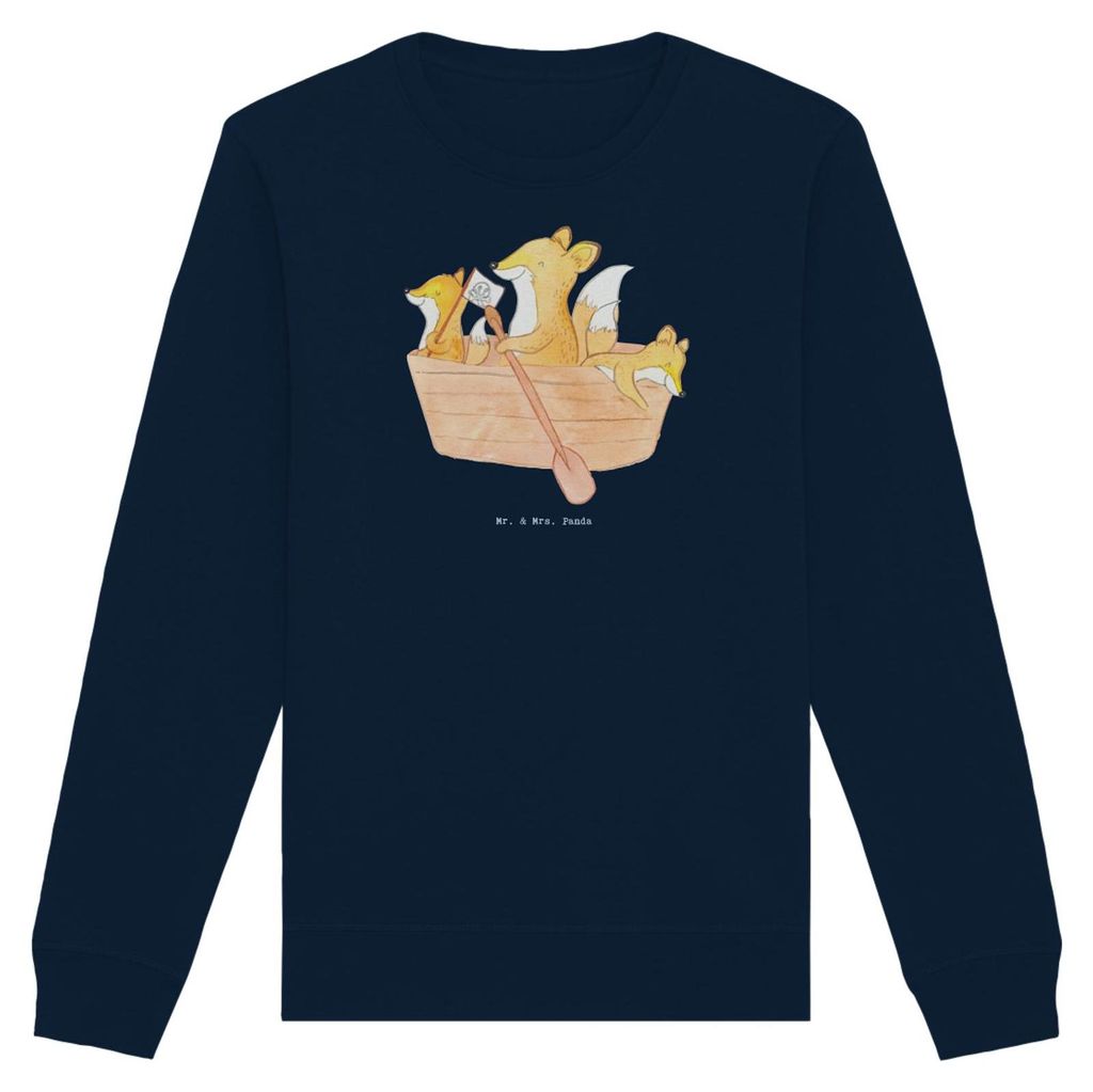 Mr. & Mrs. Panda Baumwoll Pullover Fuchs Kanufahren Größe M - French Navy - Geschenk, Kanuverleih, Bio Sweatshirt, Paddeltour, Kanutour, Kanu Sch...