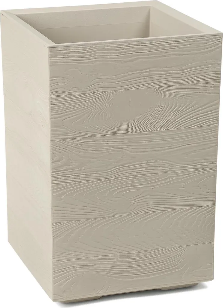 Jardinière en Plastique Recyclé 60x40 cm Coffee Latte avec Roulettes Mobiles