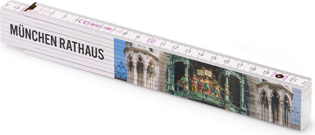 Metrie bedruckter Zollstock Geschenk | Münchner Glockenspiel