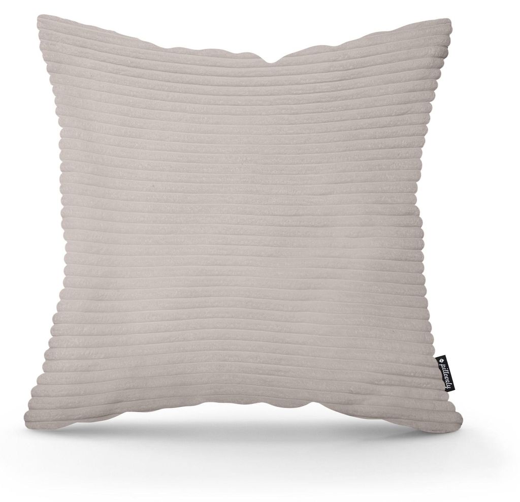 Sierkussen breed ribfluweel Zandsteen 45 × 45 cm Productafbeelding 