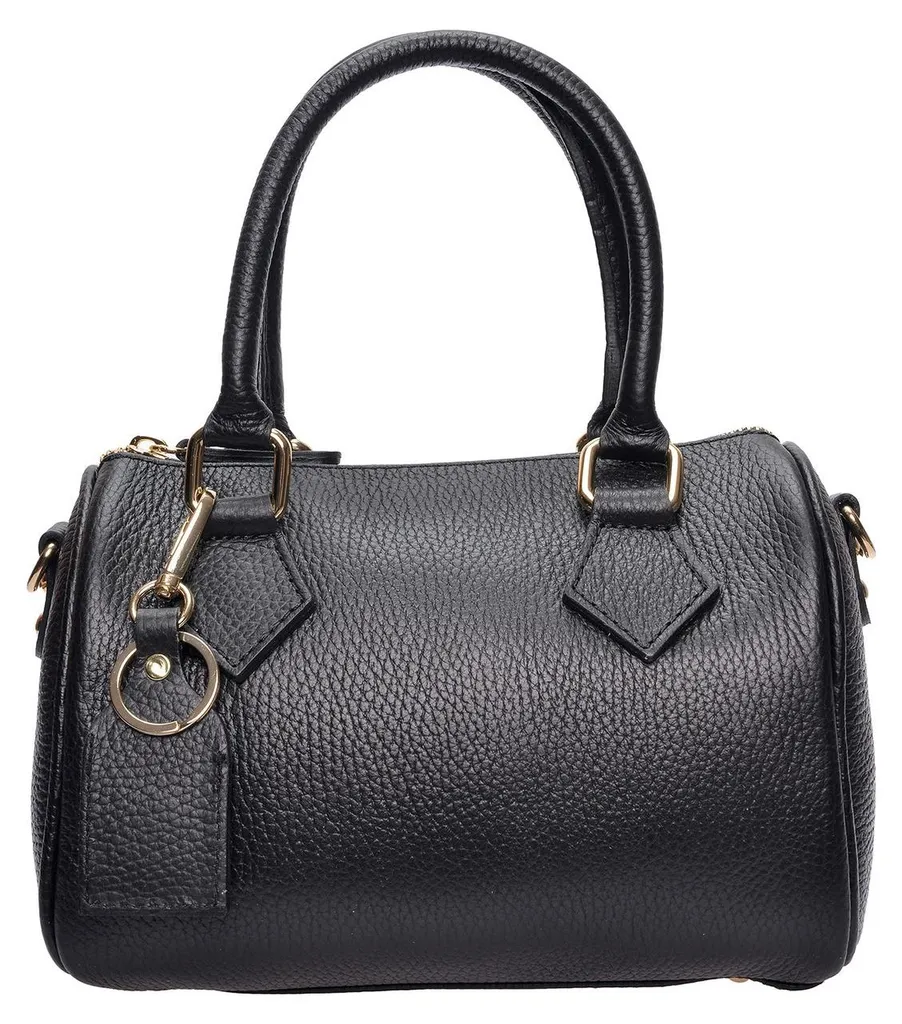 Sac à main en cuir rigide noir Luisa Vannini avec fermeture éclair