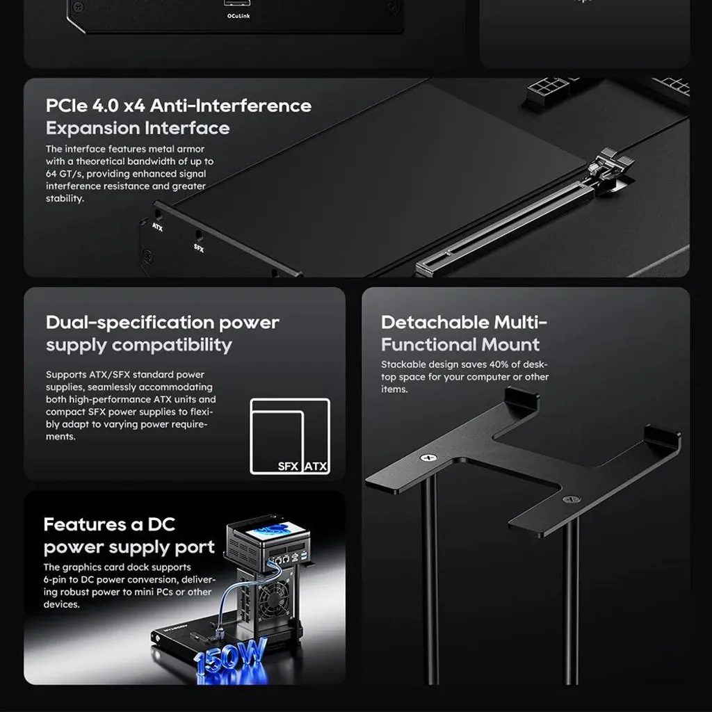 Boîtier GPU externe USB-C EG01 - Station d'accueil pour carte graphique