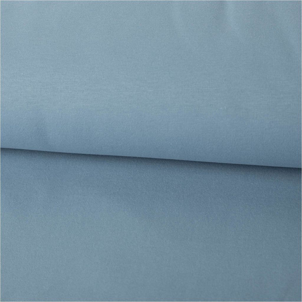 Sweatstoff Meterware Bio Soft Sweat dünn uni rauch blau 1,5m Breite