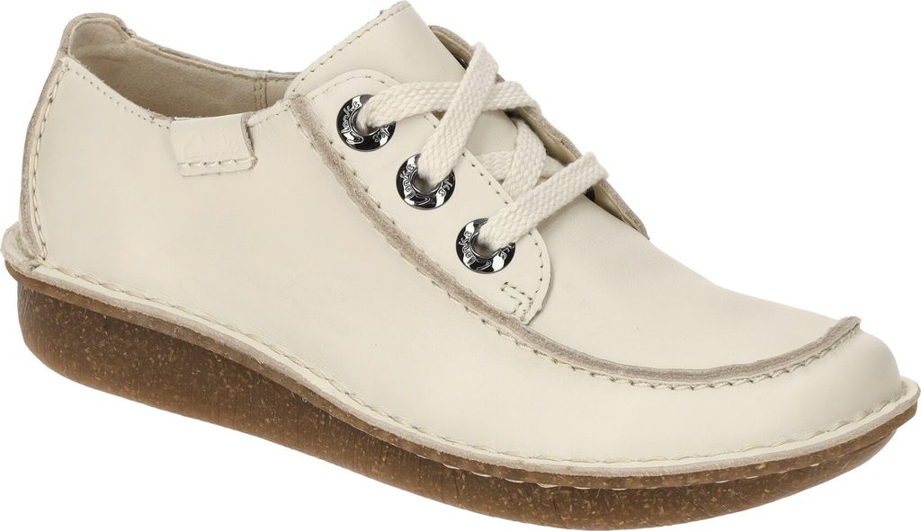 Clarks FUNNY DREAM Damenschuhe - bequeme Schnür- Halbschuhe weiß Freizeit NEU