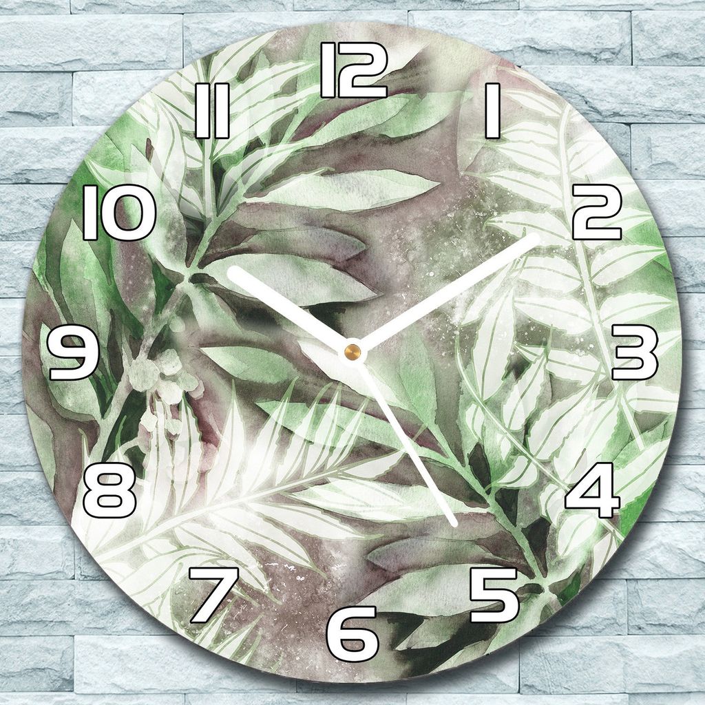 Wanduhr aus Glas Rund fi 30 Aquarell Blat Art Quarz Deko Schlafzimmer Büro