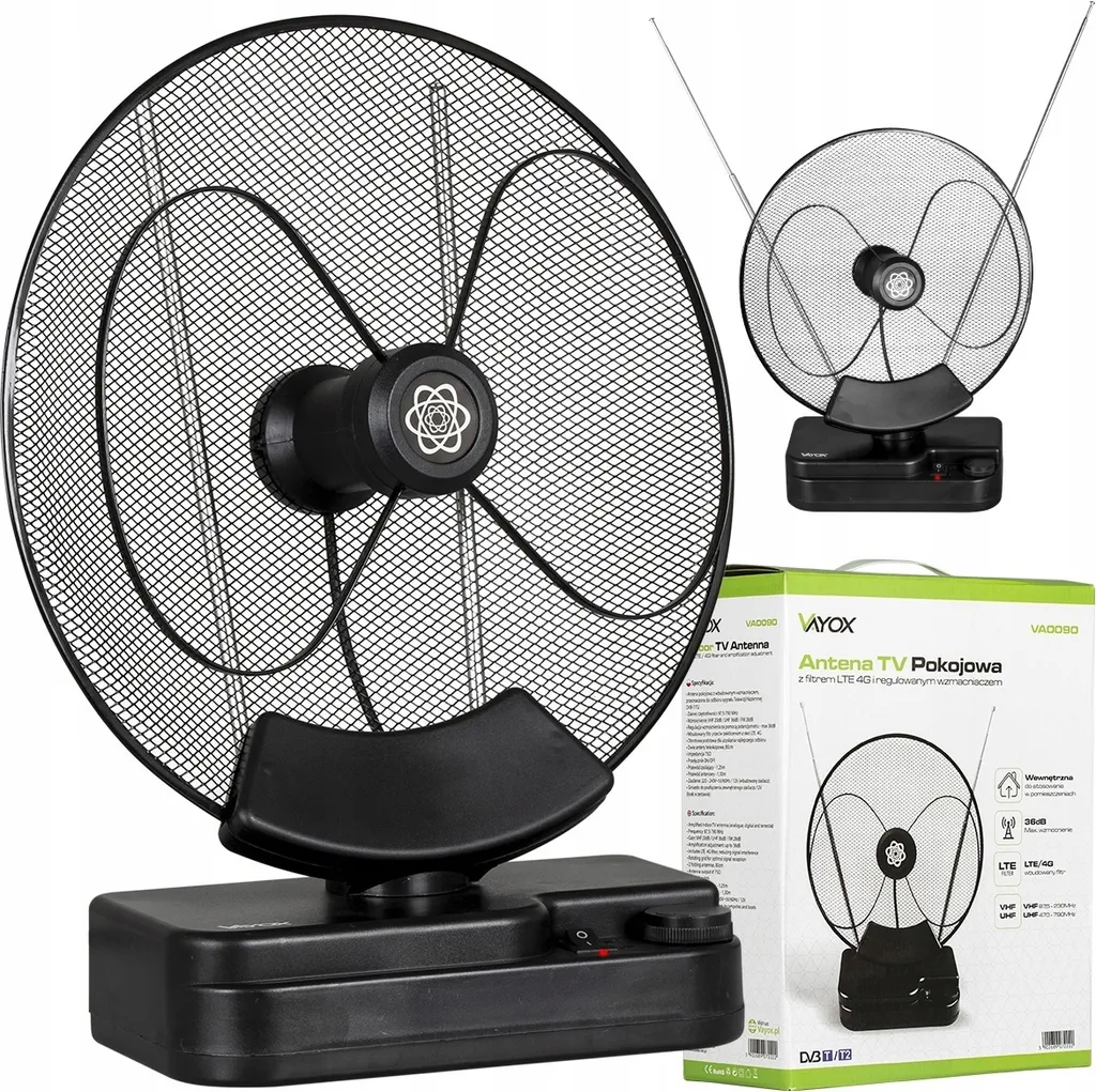 Scopri l'Antenna Vayox VA0090 | DVB-T2 4K LTE Nera 1,3m Ricezione