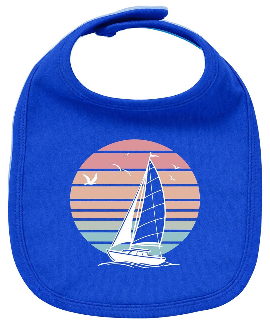 Huuraa Baby Lätzchen Segelboot segeln Royal Blue Klettverschluss Baumwolle Latz Geschenkidee