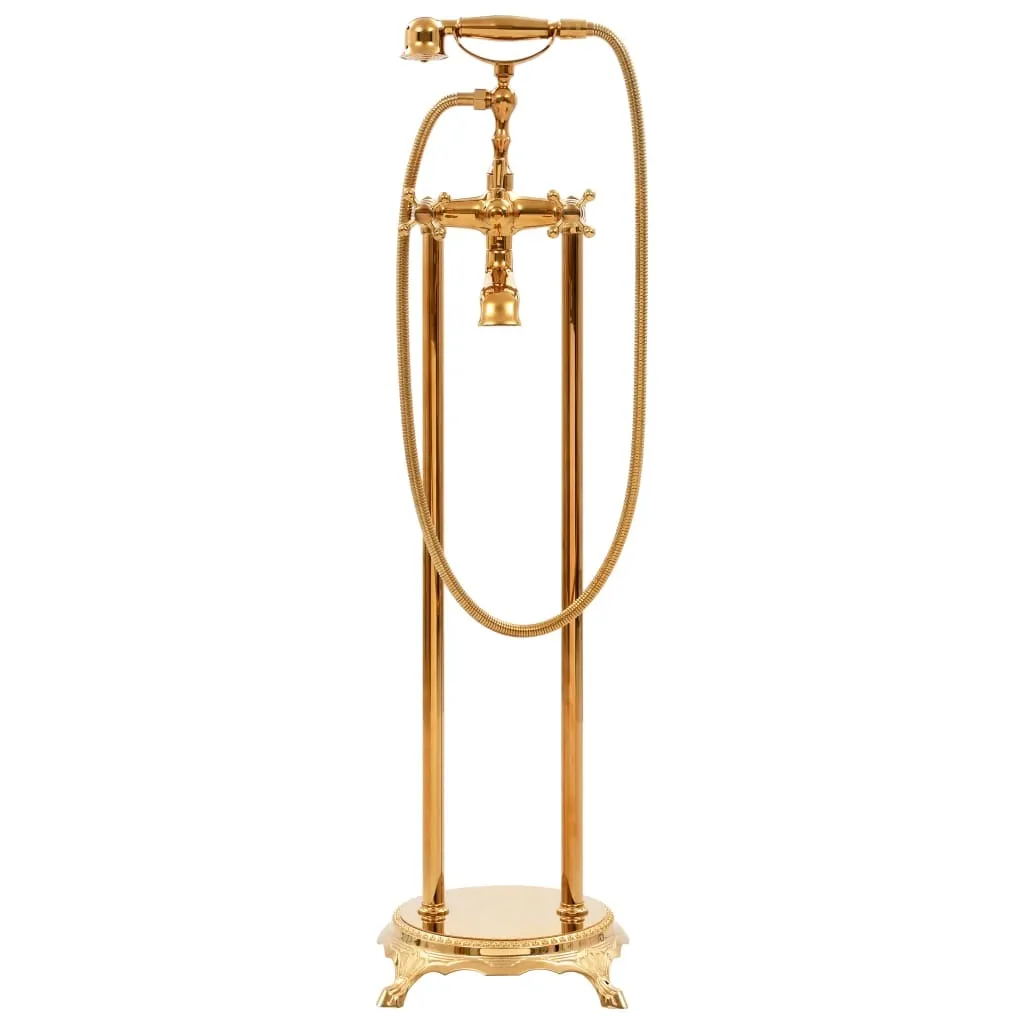 Robinet mitigeur sol doré 99,5 cm pour baignoire îlot et spa privé