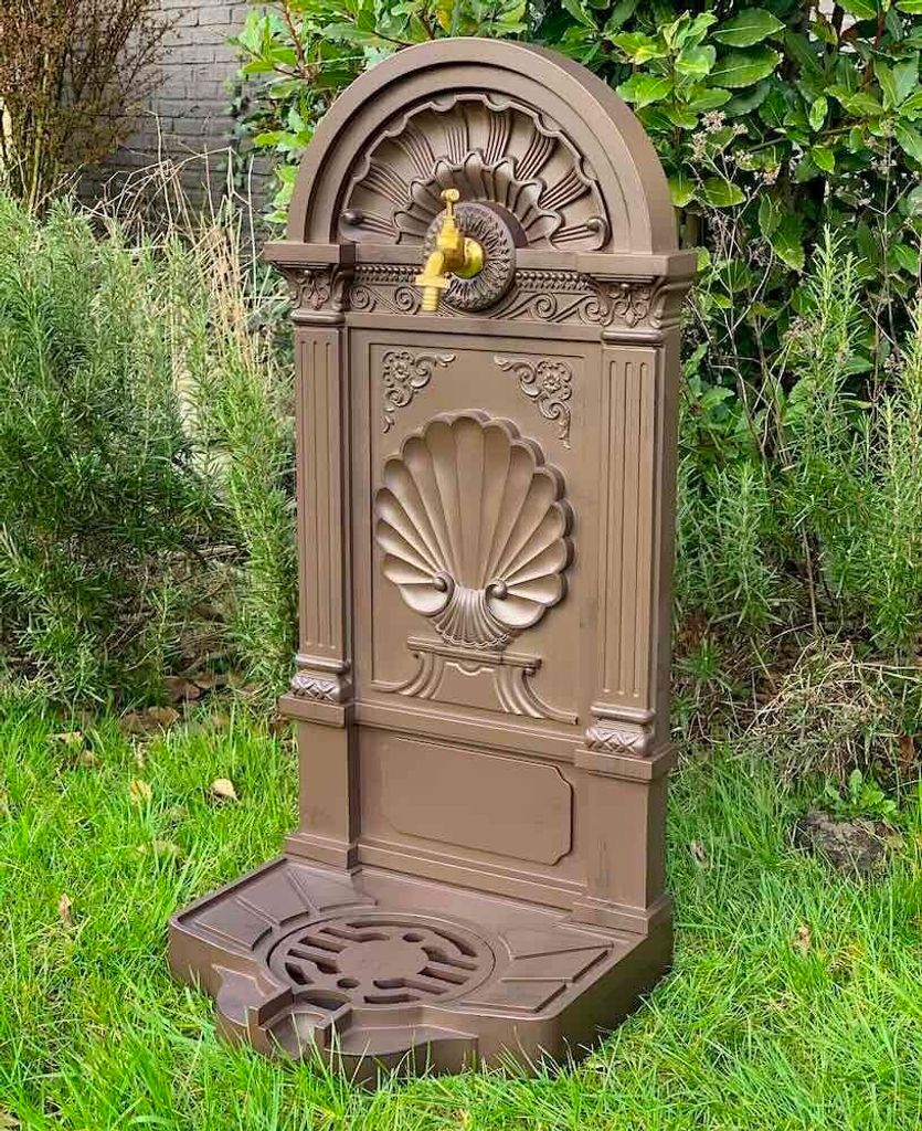 Standbrunnen mit Wasserhahn Wasserzapfsäule Garten Terrasse Antik-Stil 83cm