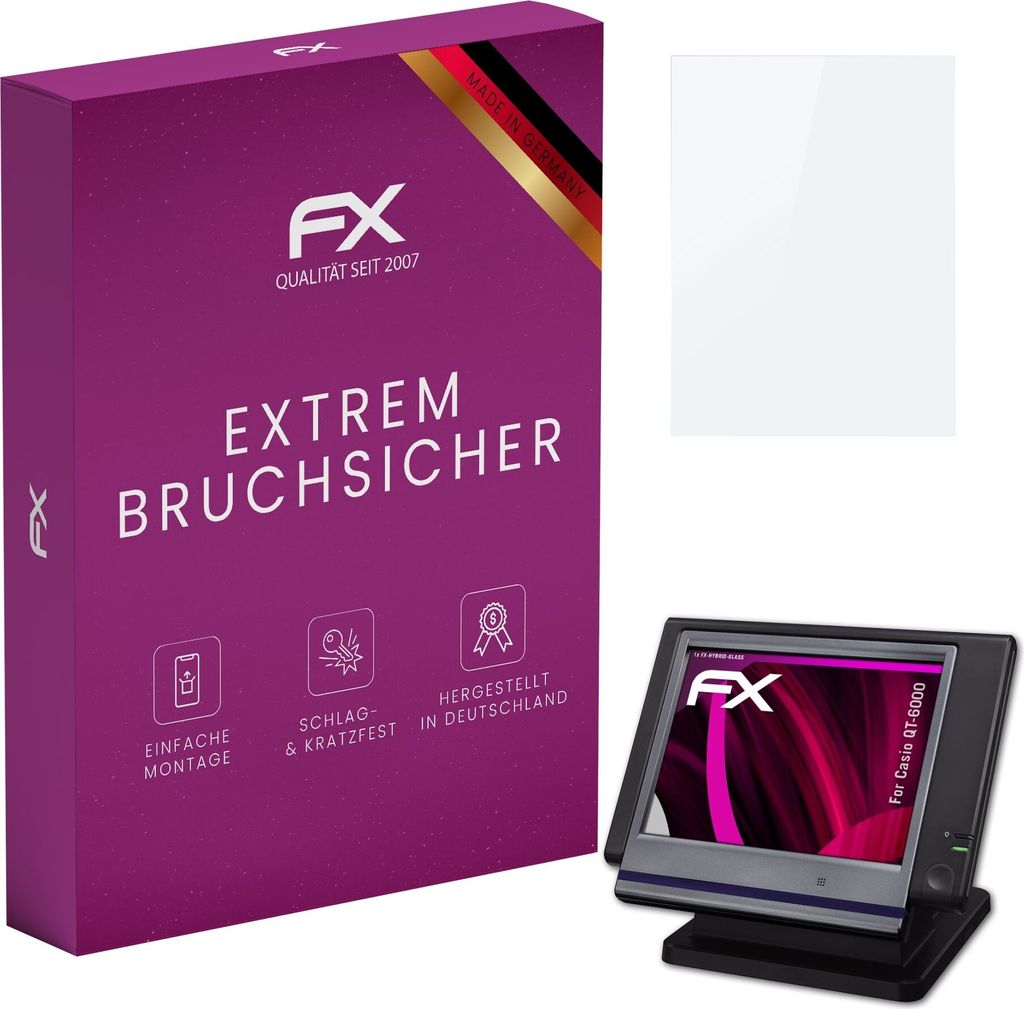 atFoliX FX-Hybrid-Glass Displayfolie kompatibel mit Casio QT-6000 Glasfolie