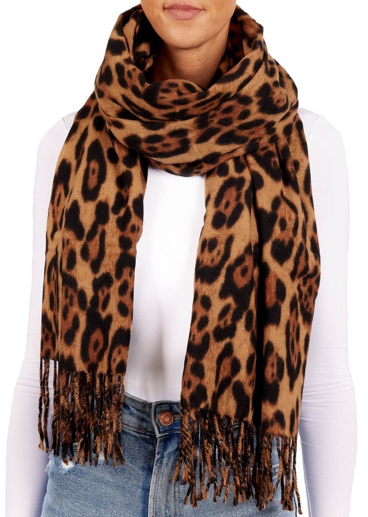 BRUBAKER Cashmirillo Damen Schal mit Leoparden Muster - 70 Produktbild 
