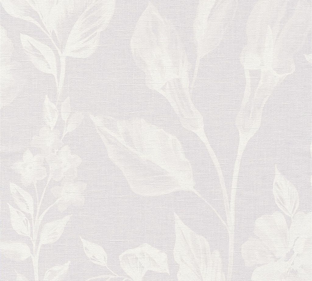 A.S. Création Blumentapete Linen Style florale Tapete Vliestapete violett weiß 10,05 m x 0,53 m