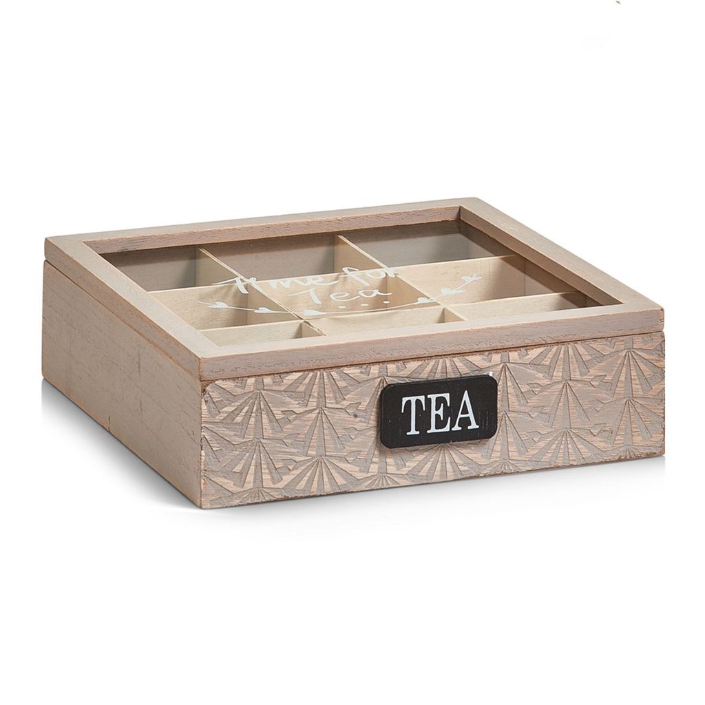 ZELLER Úložný box na čajové sáčky dřevěný 24x24x8cm Obrázek produktu 