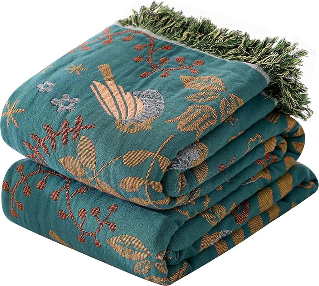 Doppelseitig Boho Tagesdecke 100£¥ Baumwolle boho Decke 200¡Á230CM Baumwoll Musselin Decke Edele und kuschelig weiche TV-Decke Couchdecke Sesse...