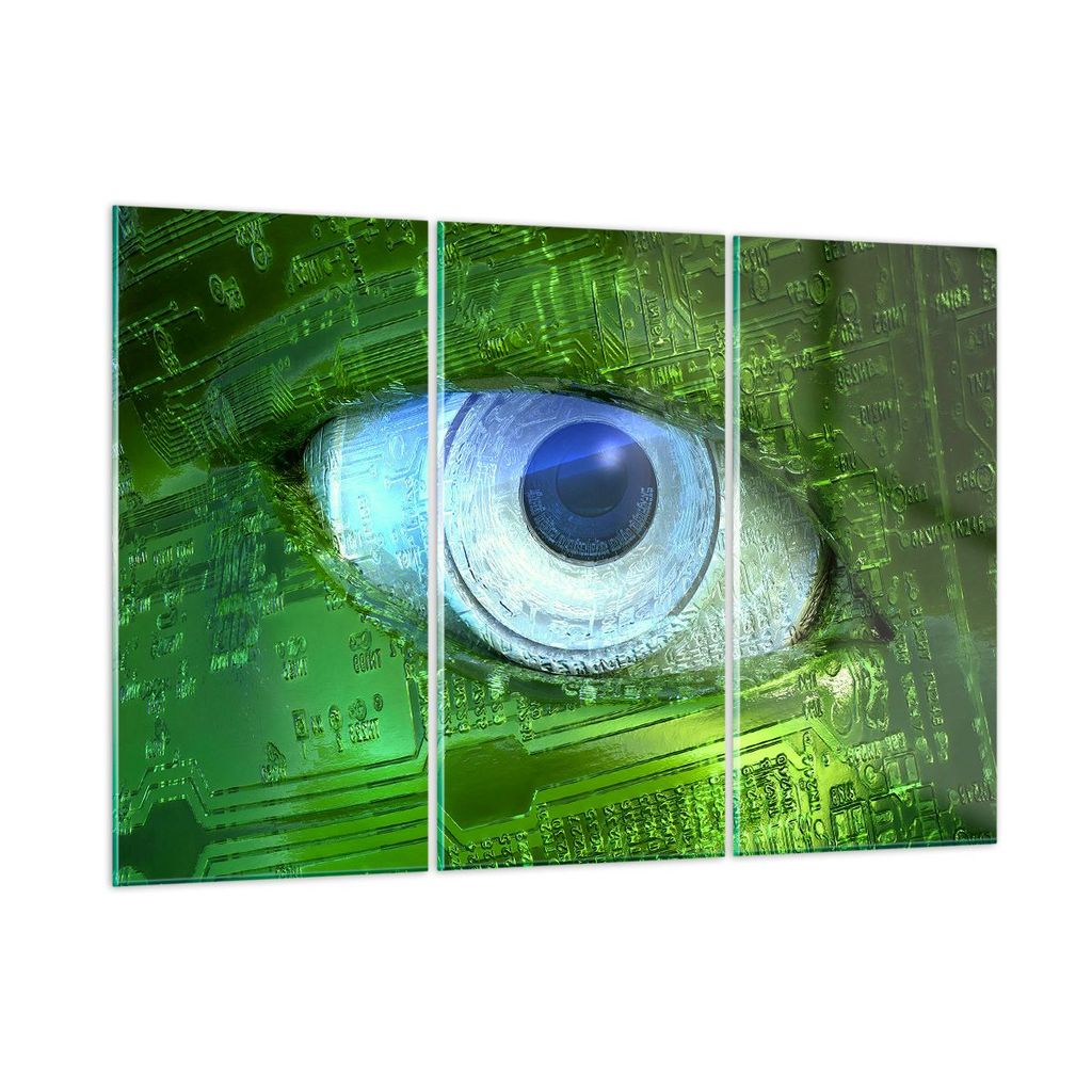 Bilder auf glas - Computergrafik Abstraktion Prozessor - 165x110cm - Glasbilder - Wandbilder - Kunstdruck - Wanddekoration aus Glas - Glas Bilder -...