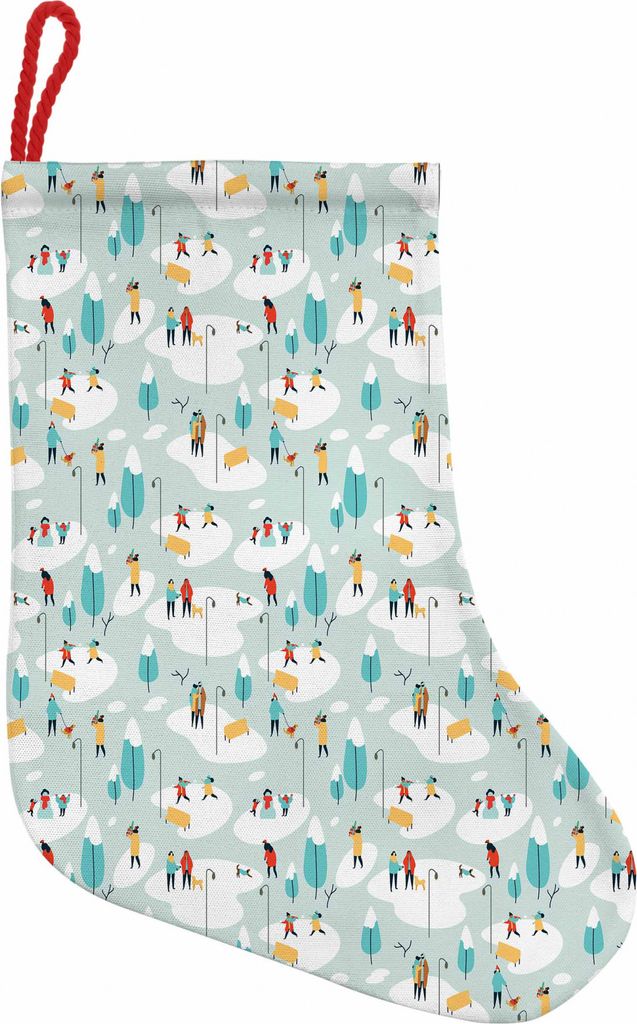 ABAKUHAUS Winter Hängende Nikolausstiefel Weihnachtssocken, Weihnachten Menschen außerhalb, Weihnachtsstrumpf zum Aufhängen, 35x50cm, Seafoam Mu...