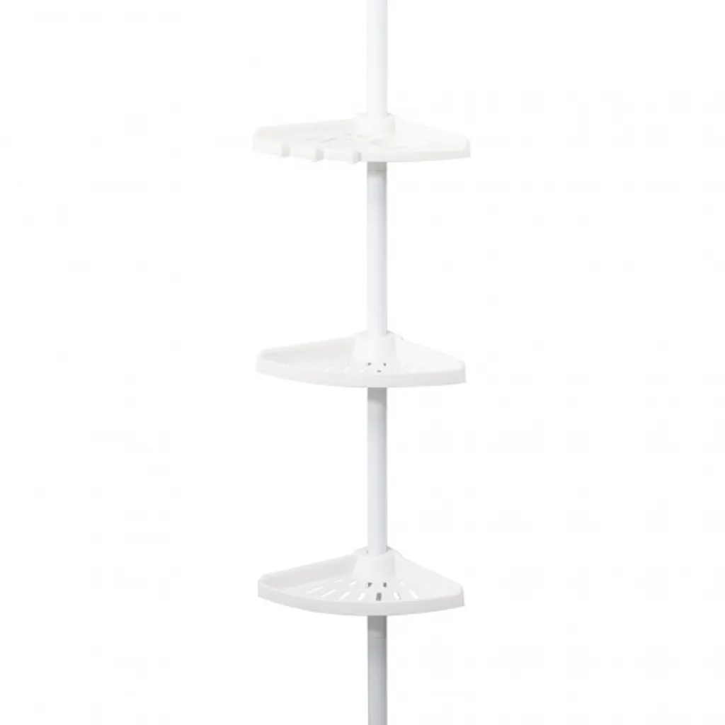 Tablette de douche d'angle réglable 20x20cm blanche hauteur 165-275 cm