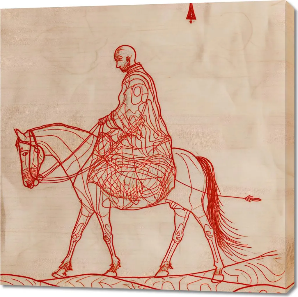 Image 90 x 90 cm Cavaliers et chevaux Croquis - Déco Murale Sans Reflet