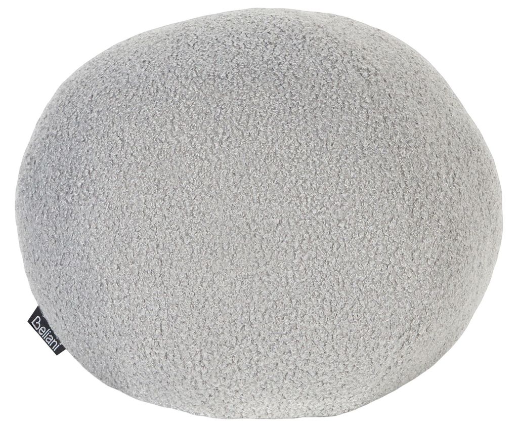 BELIANI Dekokissen Grau Bouclé-Bezug mit Füllung Gesteppt Rund Ballform 30 cm Modern Sofakissen Zierkissen Wohnzimmer Schlafzimmer Deko