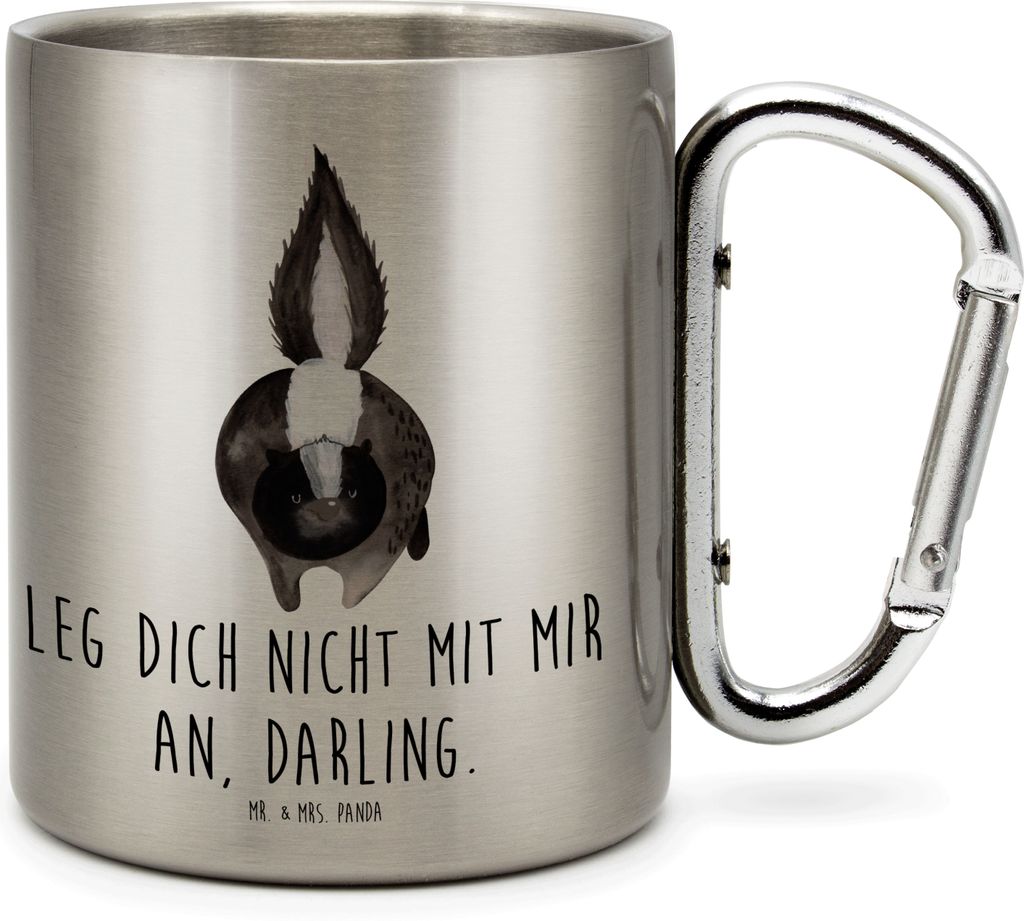 Mr. & Mrs. Panda Teetasse Stinktier Angriff - Transparent - Geschenk, Reisebecher, Thermobecher, Raubtier, Edelstahlbecher, Drohung, Wildtier, wüt...