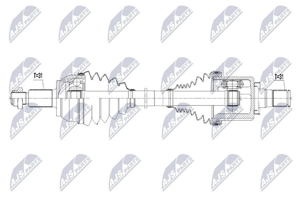 NTY NPW-LR-015 Antriebswelle Vorne Links für LAND ROVER Range Rover Evoque (L538)
