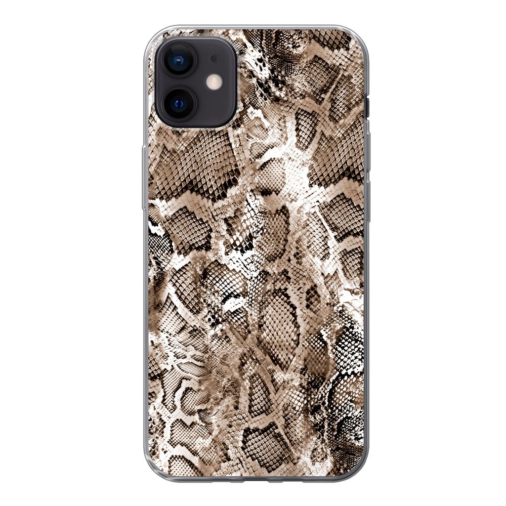 MuchoWow Handyhülle Schutzhülle Hülle für iPhone 12 mini Tiermuster - Schlange - Haut Silikon Softcase Handy Hülle - Bild