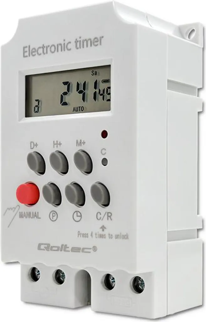 Programmatore Orario Digitale Qoltec 50629 per Guida DIN - LCD 230V - 8