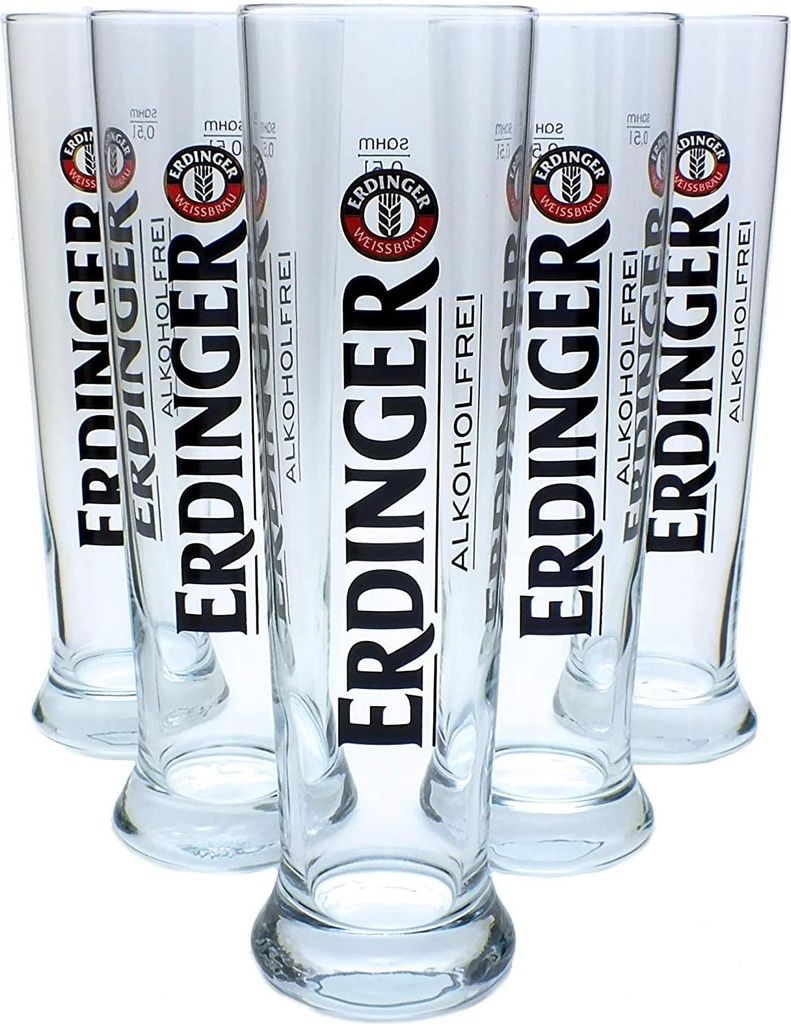 Erdinger Weizenbier Alkoholfrei Weissbier Gläser 0,5l - 6 Stück Alkoholfrei Edition