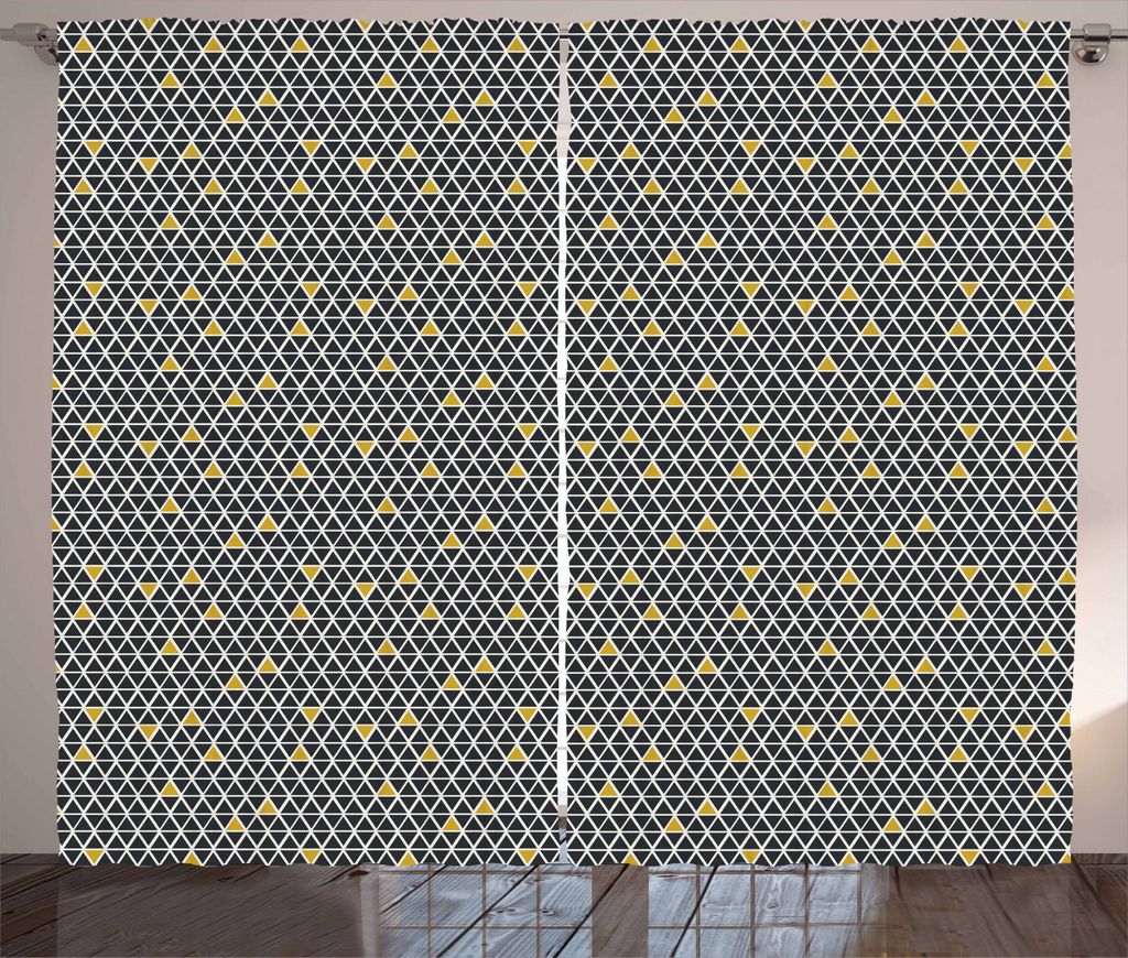 ABAKUHAUS Geometrisch Rustikaler Gardine, Simplistische Rhombus, Schlafzimmer Kräuselband Vorhang mit Schlaufen und Haken, 280 x 225 cm, Gelb Wei...