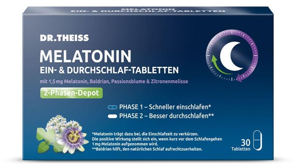 DR. THEISS Melatonin Ein- & Durchschlaf-Tabletten, 30 St., Produktbild 