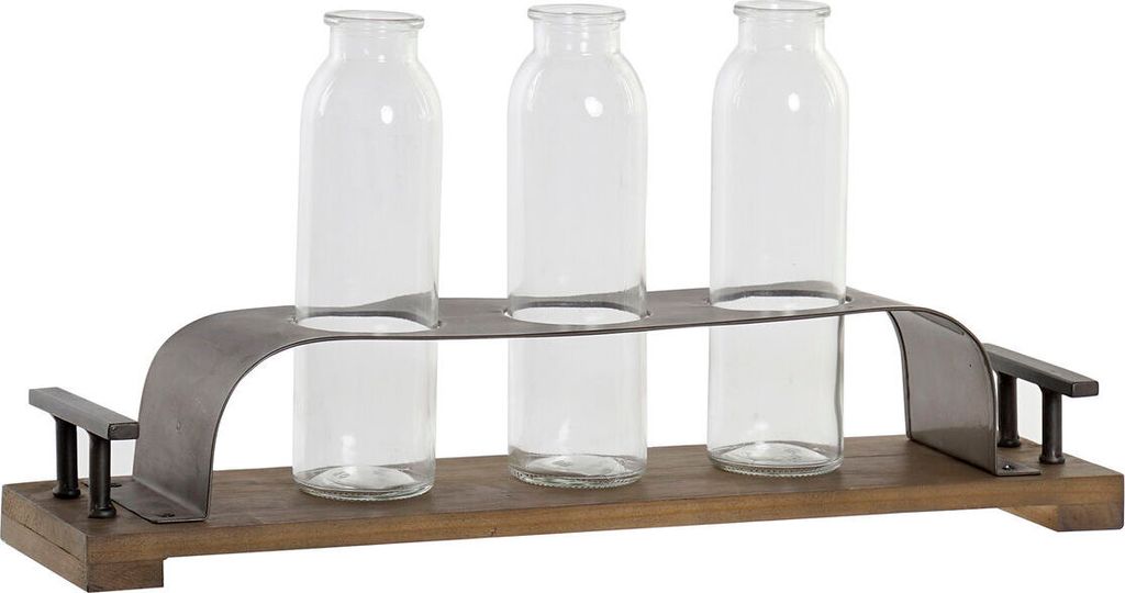 DKD Home Decor Braun Schwarz Metall Glas Vase 45 x 11 x 22 cm (3 Stück)