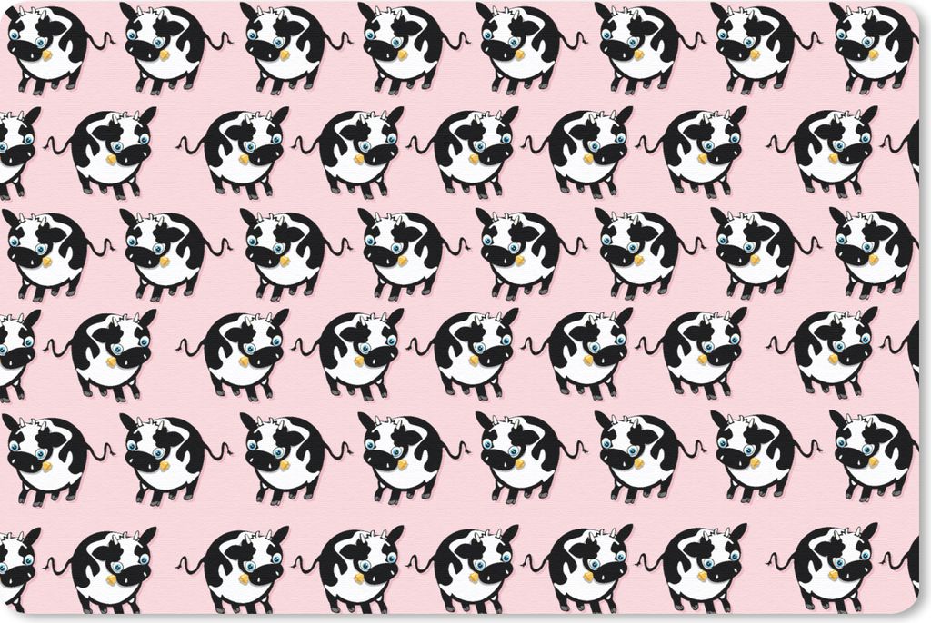 MuchoWow Mauspad Mousepad Kuh - Rosa - Muster 27x18 cm - Mousepads - Maus Mat - Pad - Mausunterlage - Büroartikel - Desk Matten