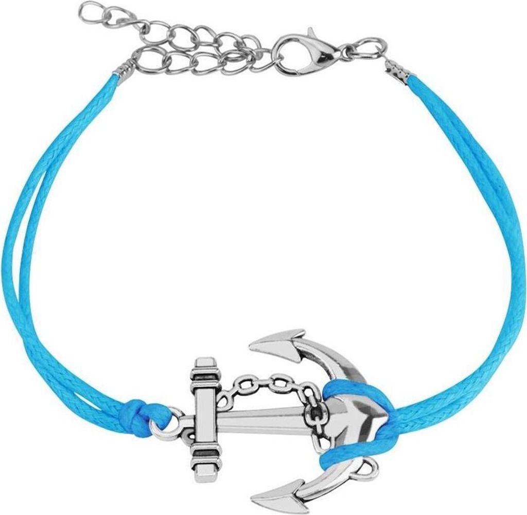 Blau - Armband Anker aus Leder Uni