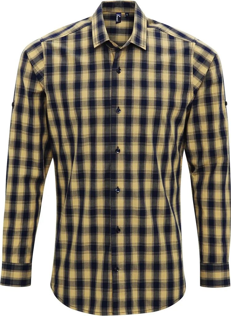 Premier - "Mulligan" Hemd für Herren Langärmlig LT2709 (S) (Camel/Marineblau)