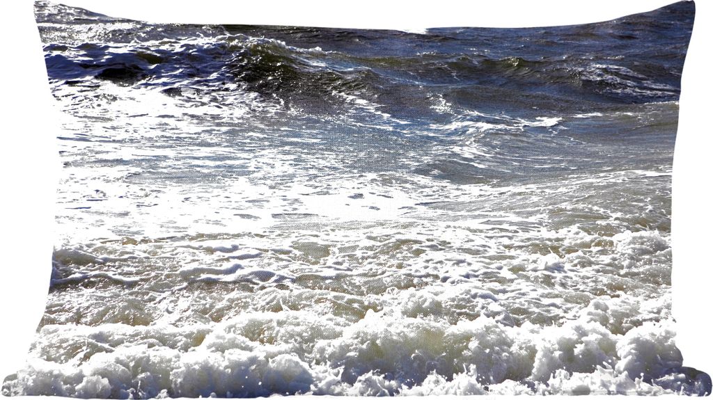 MuchoWow Zierkissen Sofakissen Wohnzimmer Dekokissen 50x30 cm Nordsee - Wasser - Wellen - Wohnzimmerdekoration - Polster mit Photo