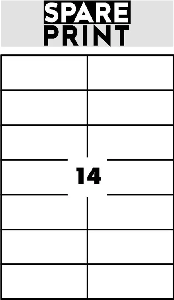 SPARE PRINT PREMIUM Etichette autoadesive bianche, 100 fogli A4 in scatola (1 foglio/14x etichetta 105x42,3mm)