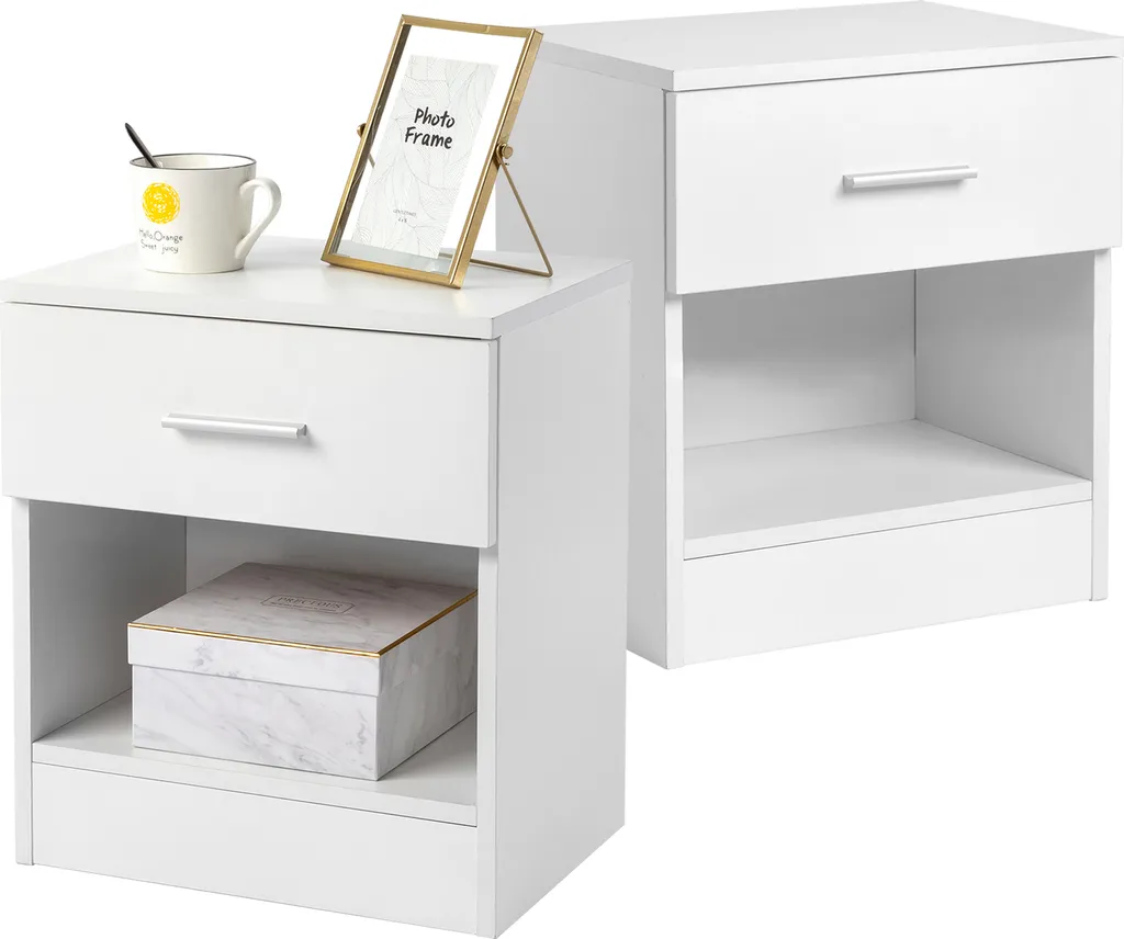 Lot de 2 Tables d'Appoint Salon et Chambre - Meuble de Rangement Tiroir