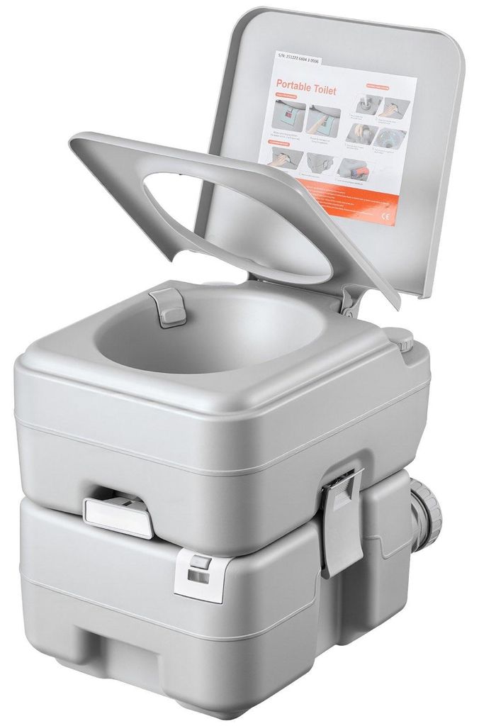 vidaXL Toilette de camping portable gris et blanc 20+10 L PEHD
