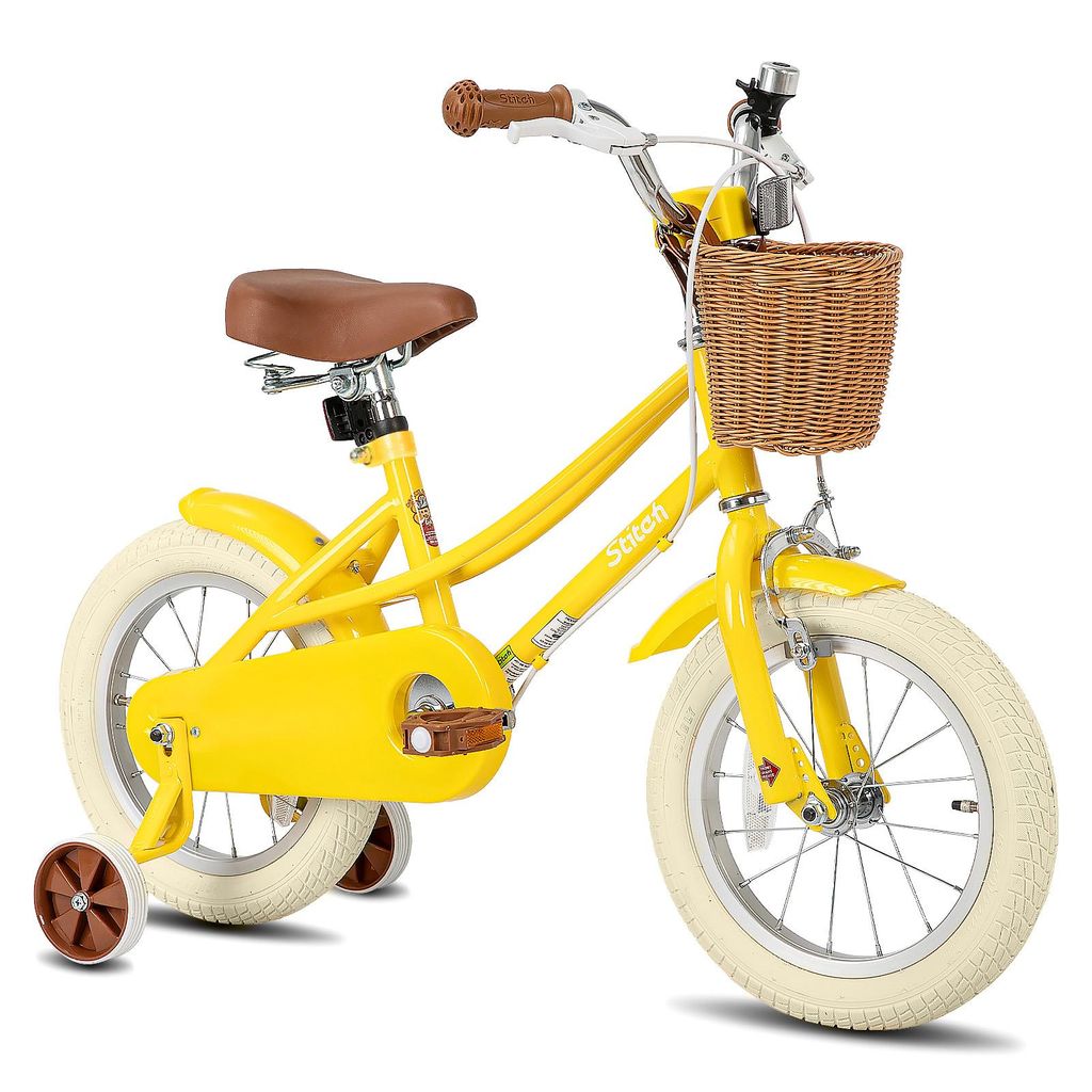 STITCH 12/14/16/18/20 Mädchenfahrrad für 2-13 Jahre alte Kinder, 12" 14" 16" Kinderfahrrad mit Stützrädern & Korb, Kotflügel 20 Zoll mit Stän...
