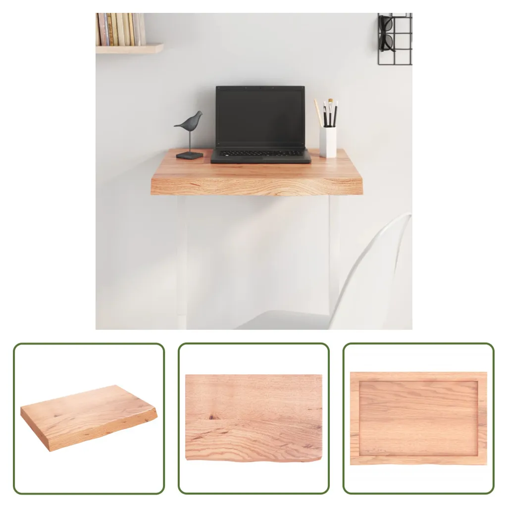 The Living Store Piano del tavolo marrone chiaro 60x40x(2-6) cm in legno massiccio di rovere trattato