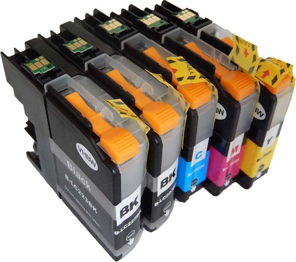 vhbw 5x Tintenpatronen Ersatz für Brother LC223Y, LC223M, LC223, LC223BK, LC223C für Drucker + Chip (Kompatibel)