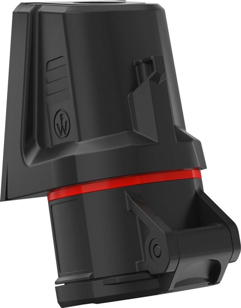 A black and red electrical connector.