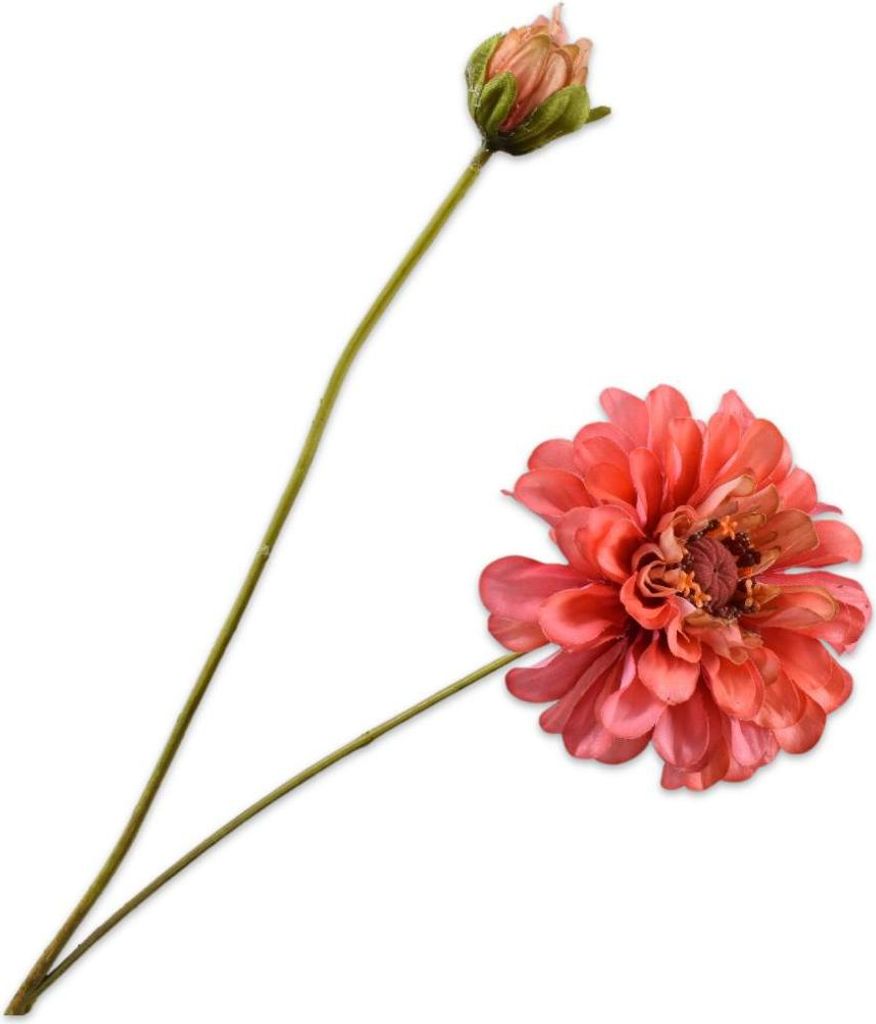 Silk-ka Kunstblume - Seidenblume Zinnienzweig rosa-orange Produktbild 