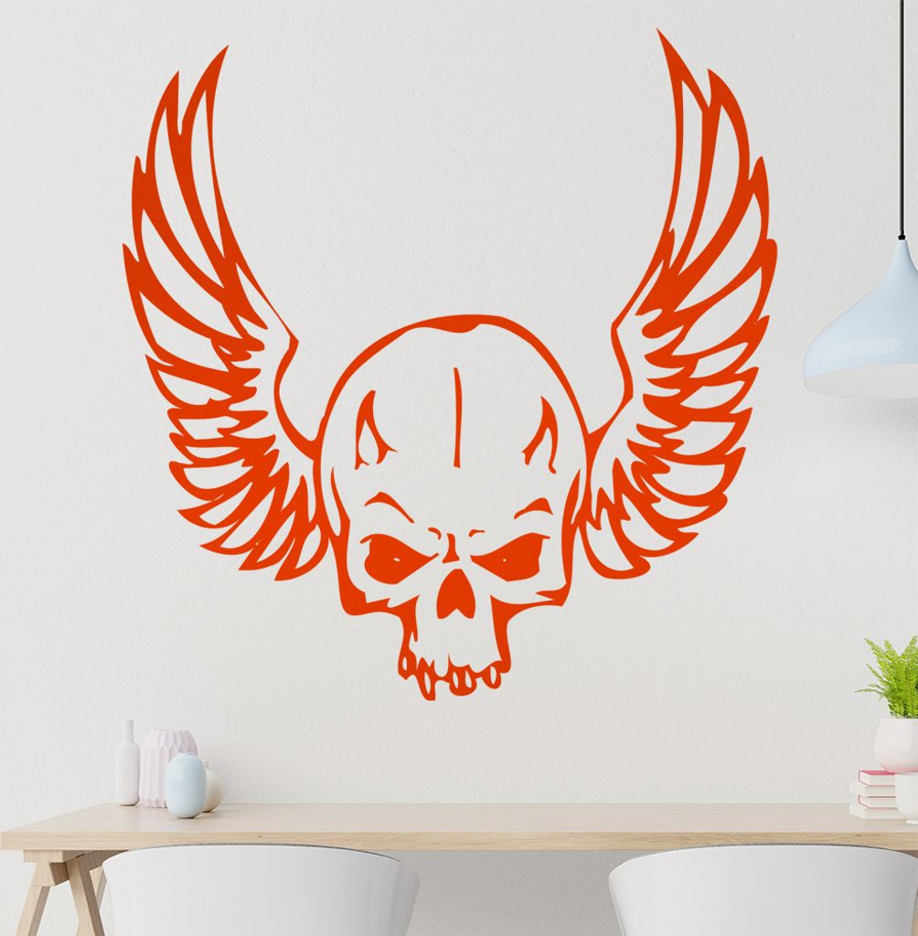 Himmel & Hölle Schädel Wandtattoo in 6 Größen - Wandaufkleber Wall Sticker - Dekoration, Küche, Wohnzimmer, Schlafzimmer, Badezimmer