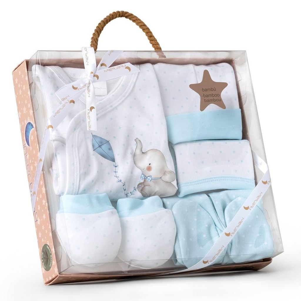 Set 5 Stk (Hemd+Hosen+Handschuhe+Bib+Socken)Neug Eboren(0-6 Produktbild 