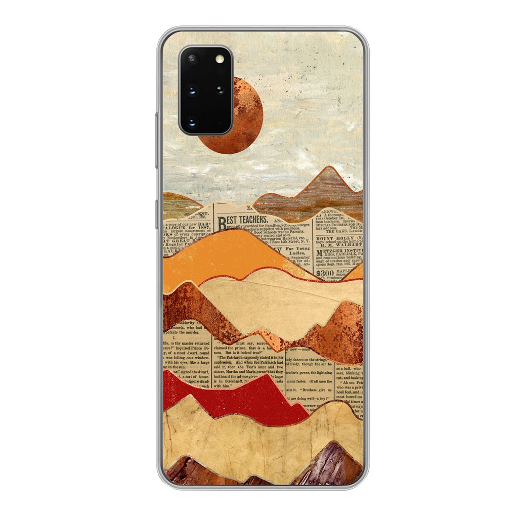 MuchoWow Handyhülle Schutzhülle Hülle für Samsung Galaxy S20 Plus Vintage - Zeitung - Marmor Silikon Softcase Handy Hülle - Hartschale