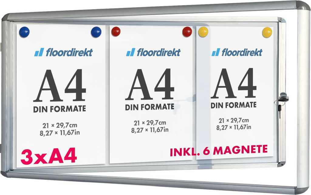 Prémiová vnitřní vitrína 3 x A4 se 6 magnety Magnetická a Obrázek produktu 1