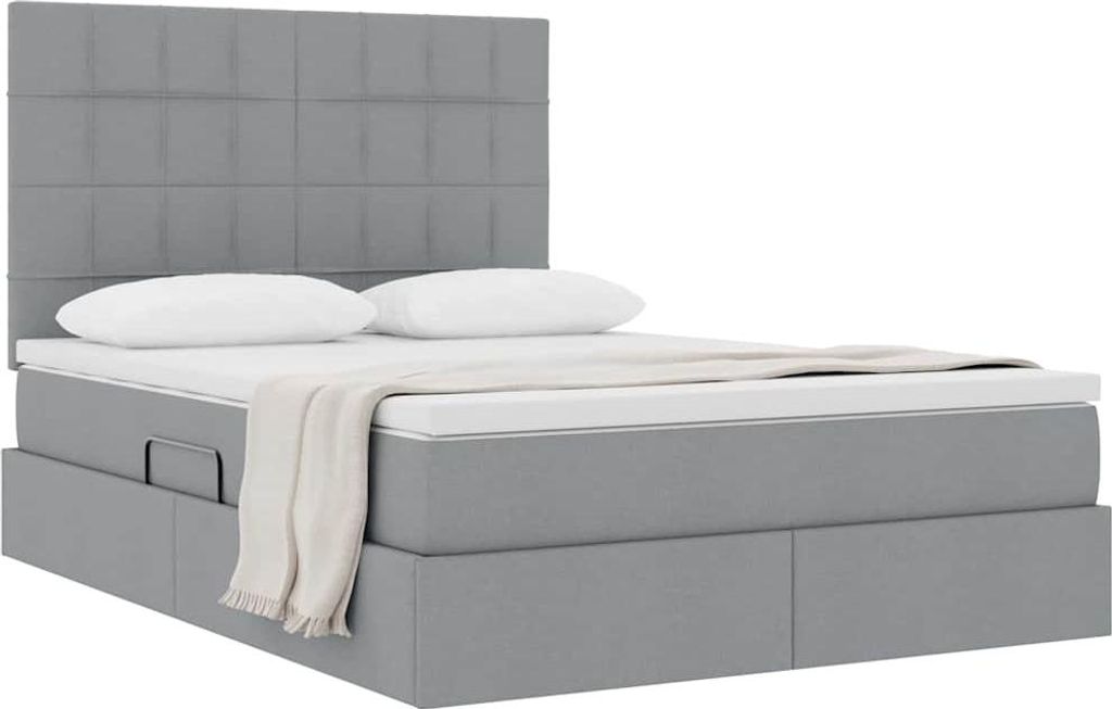 Cloris Designermöbel Aufbewahrungsbett mit Matratze Hellgrau 140 x 200cm Polyester - 2026Neu237716 - Klassische BettenJugendbett Tagesbett