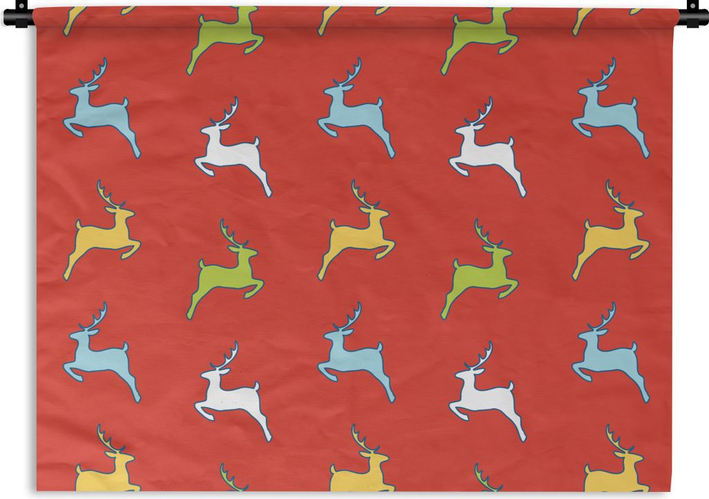 MuchoWow Wandteppich Wandbehang Muster - Rotwild - Rot 150x112.50 cm Tapisserie Dekoration Wandtuch - Wanddecke - Wandteppiche