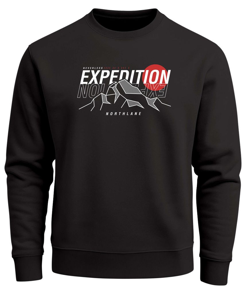 Sweatshirt Herren ohne Kapuze Frontprint Grafik Bergmotiv Pullover mit Print Outdoor Fashion Streetwear Neverless